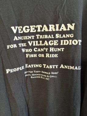 Vegetarian Graphic Tee with White Text on Black